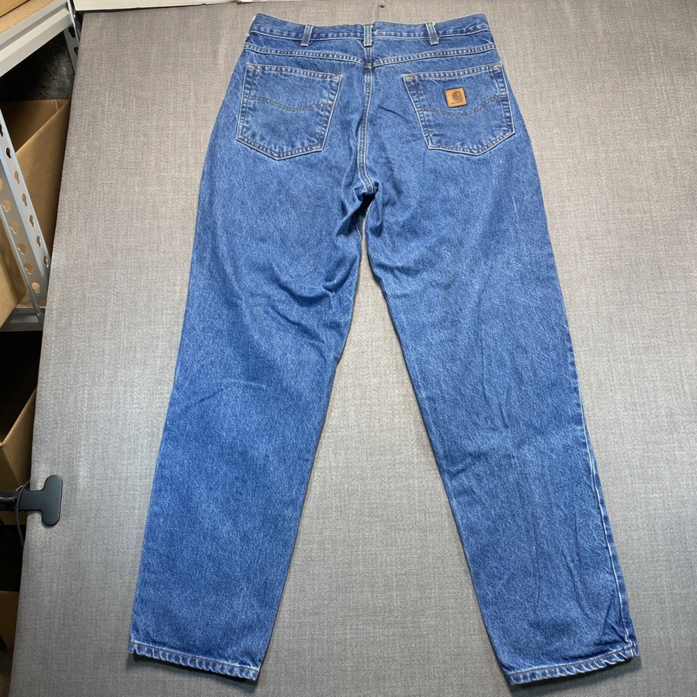 Carhartt B17-DST Relaxed Fit Tapered Leg Denim Jeans Dark Stone Blue Mens 36x32 - Picture 2 of 10